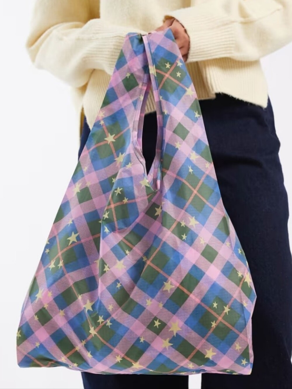 *NWT* BAGGU Green Star Plaid Standard Bag